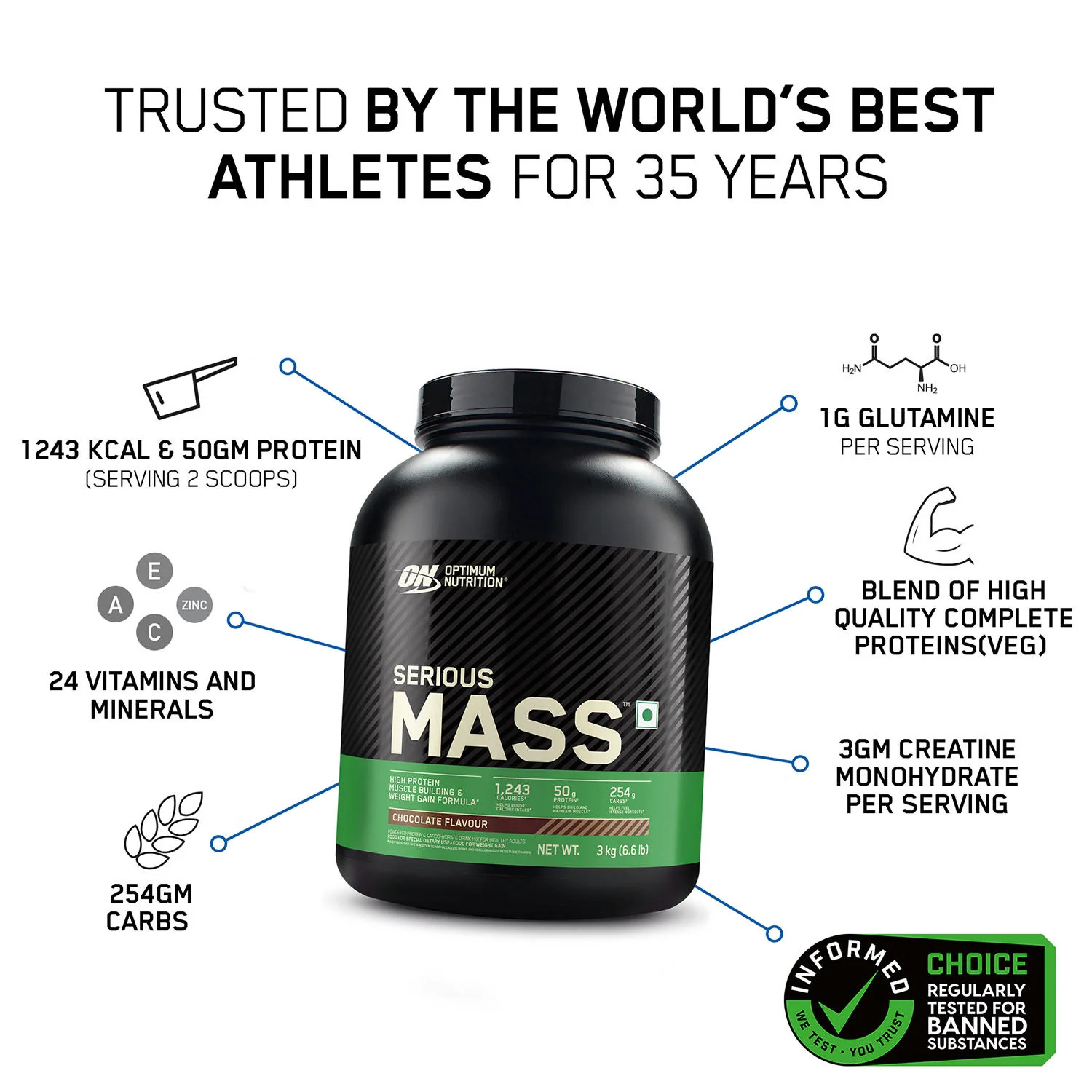 ON INDIA SERIOUS MASS WEIGHT GAINER CHOCOLATE 3KG