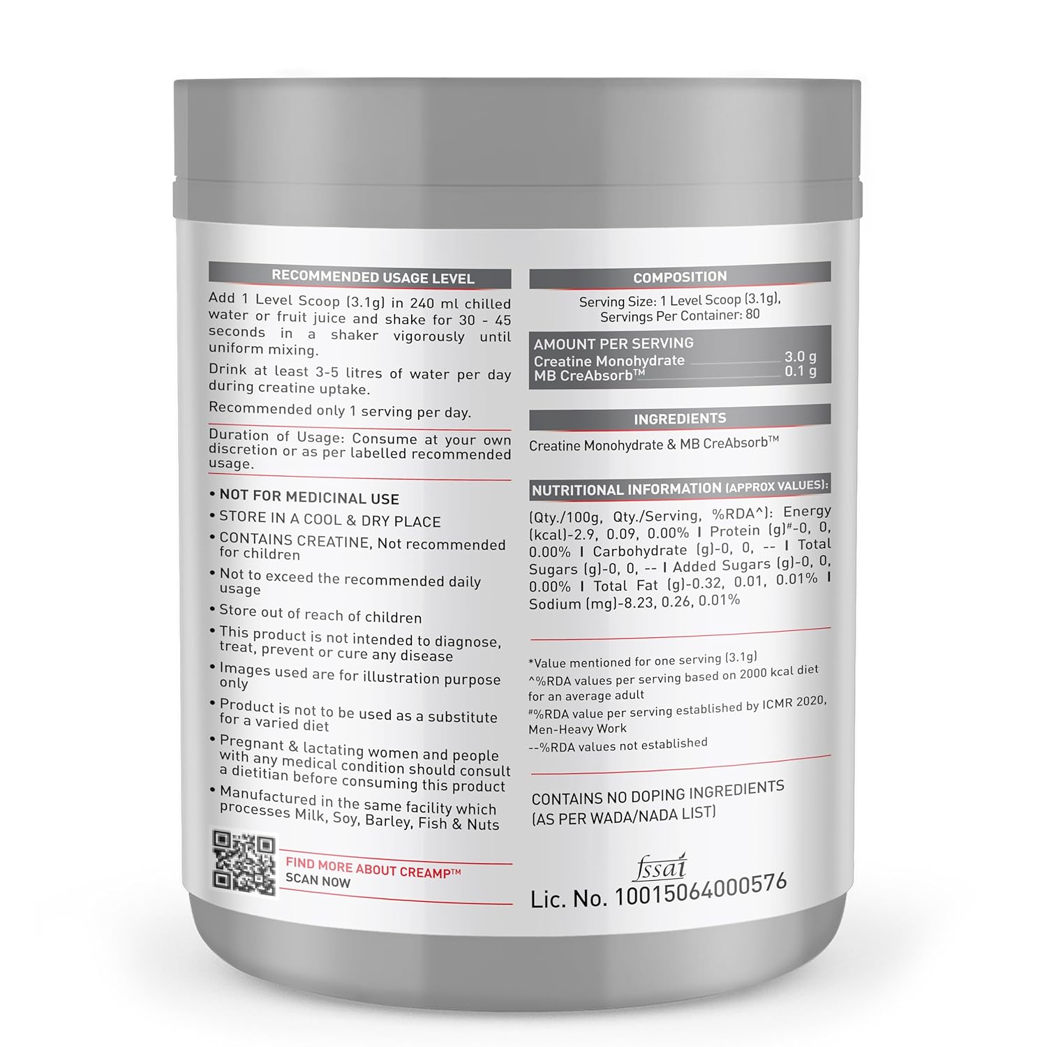 MUSCLES BLAZE MICRONISED CREATINE 250GM