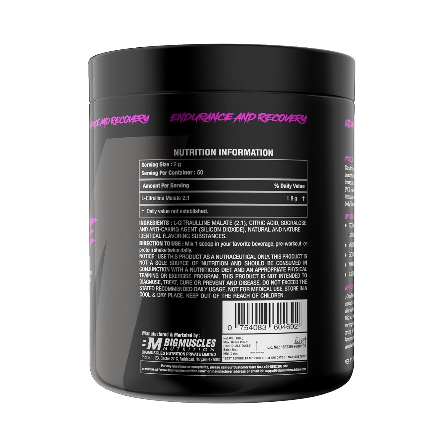 BIG MUSCLES CITRULLINE MALATE BLUEBERRY 100GM