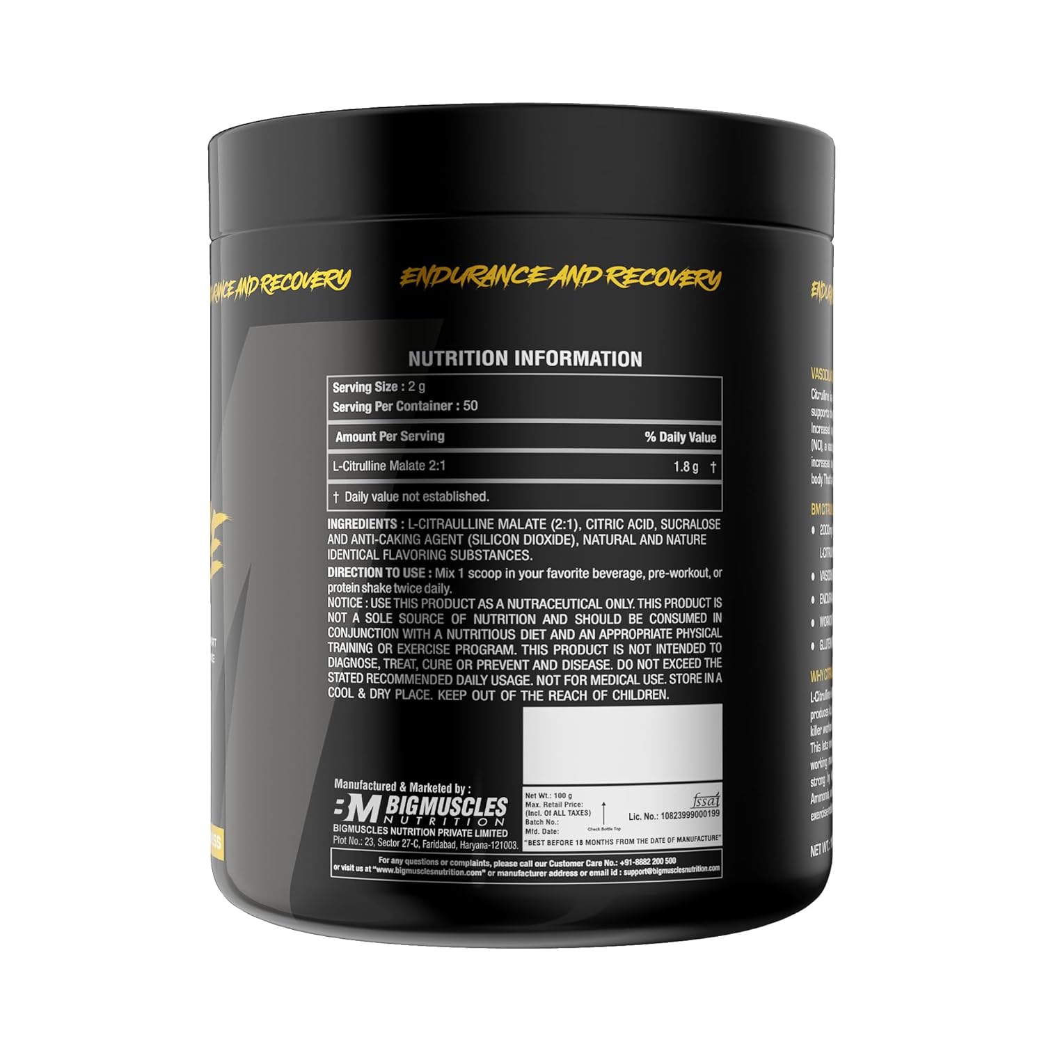 BIG MUSCLES CITRULLINE MALATE SEX ON THE BEACH 100GM