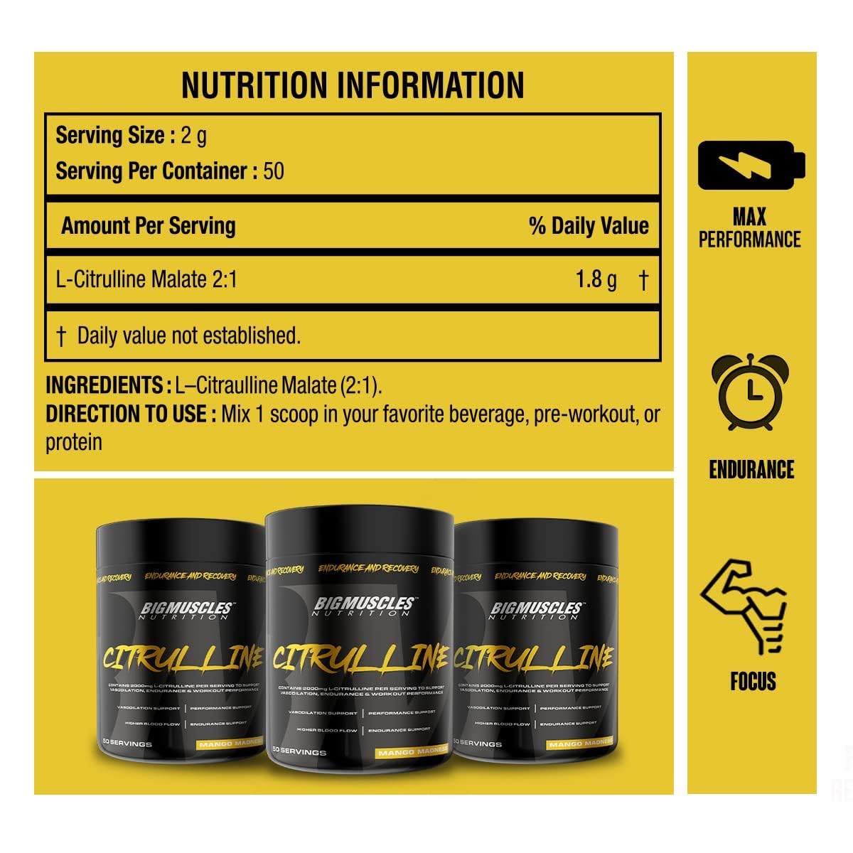 BIG MUSCLES CITRULLINE MALATE SEX ON THE BEACH 100GM