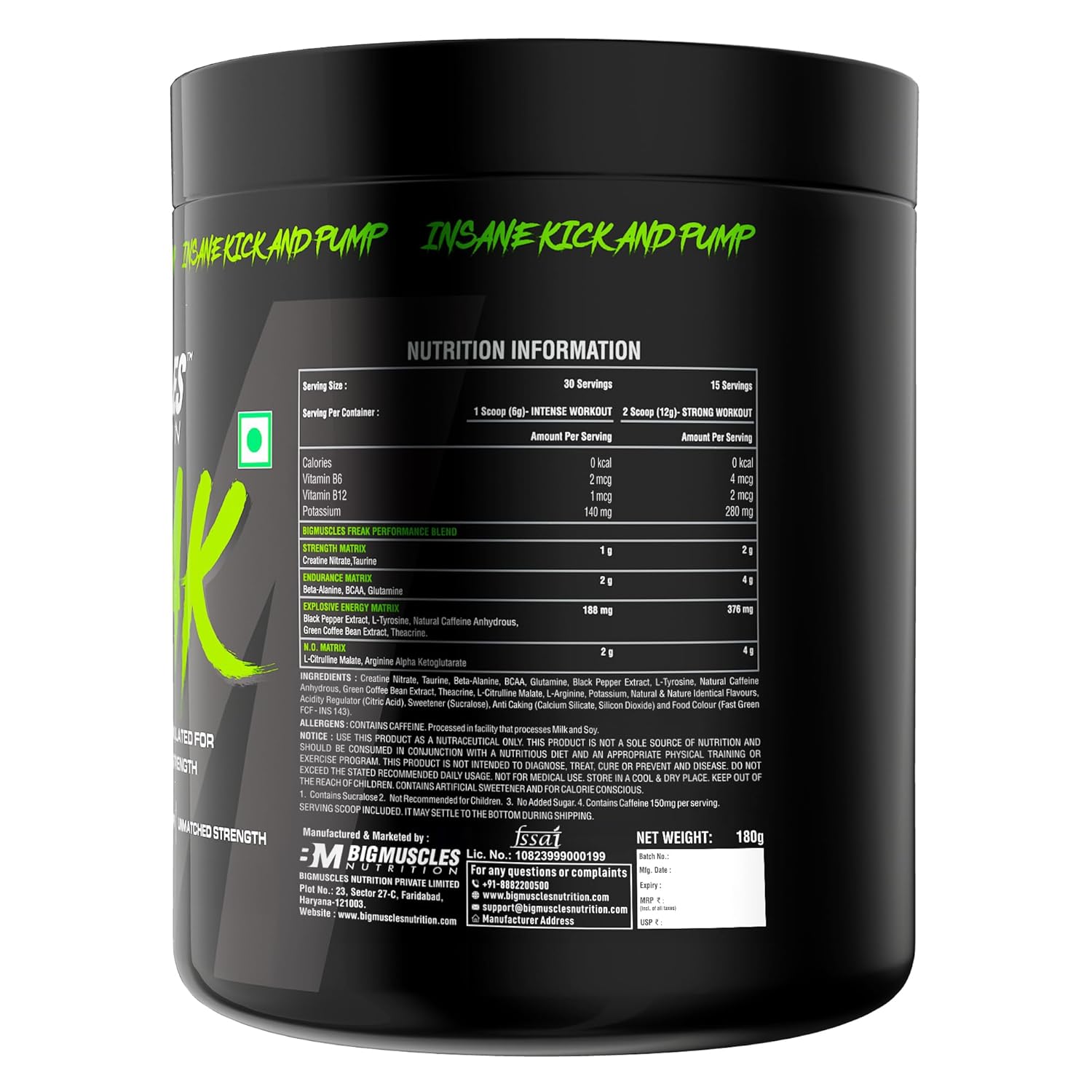 BIG MUSCLES FREAK GREEN APPLE 180GM