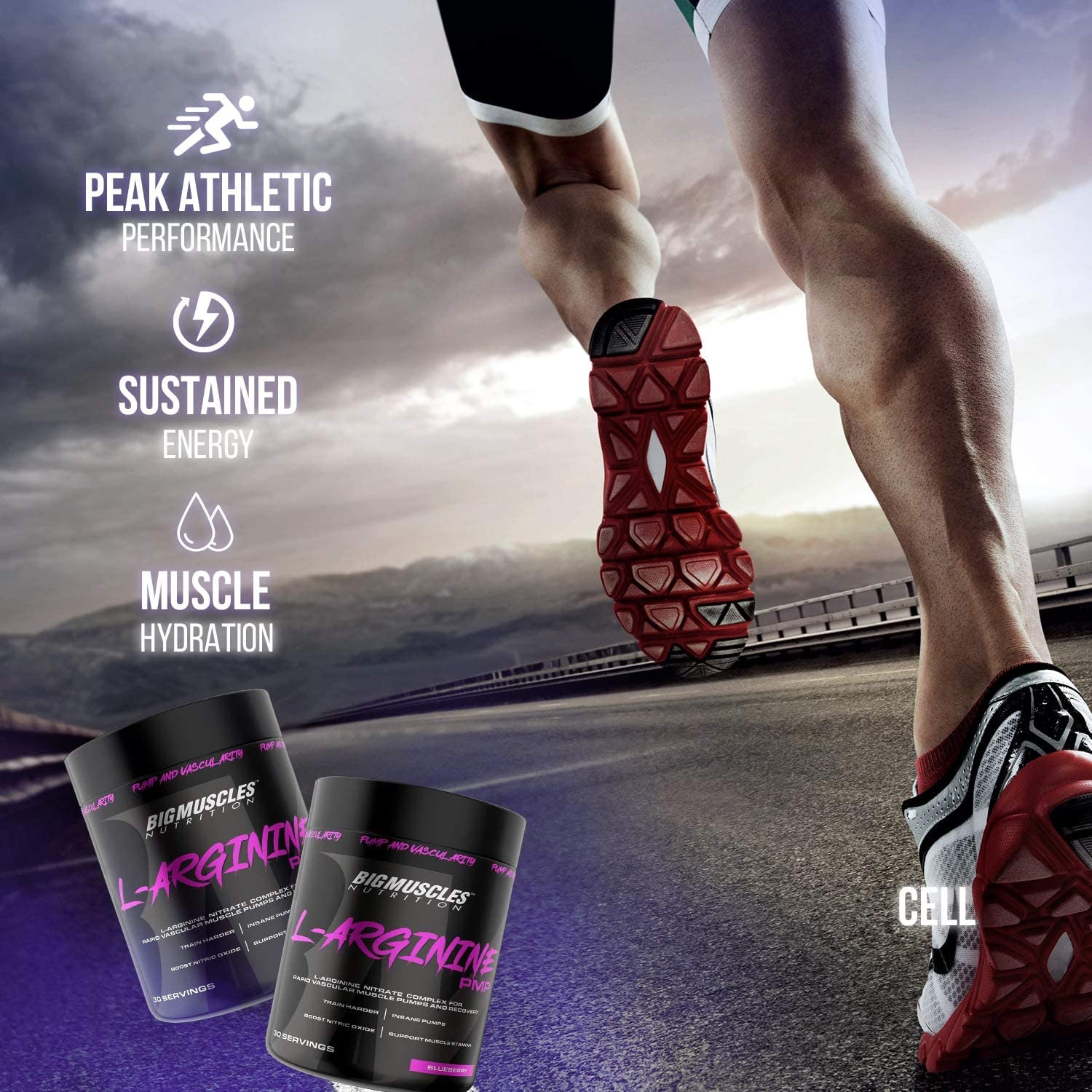 BIG MUSCLES L-ARGININE POWDER BLUEBERRY 30 SERVINGS