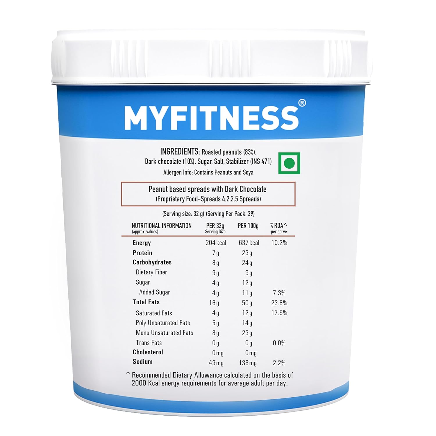 MYFITNESS CHOCOLATE PEANUT BUTTER CRUNCHY 1.25KG