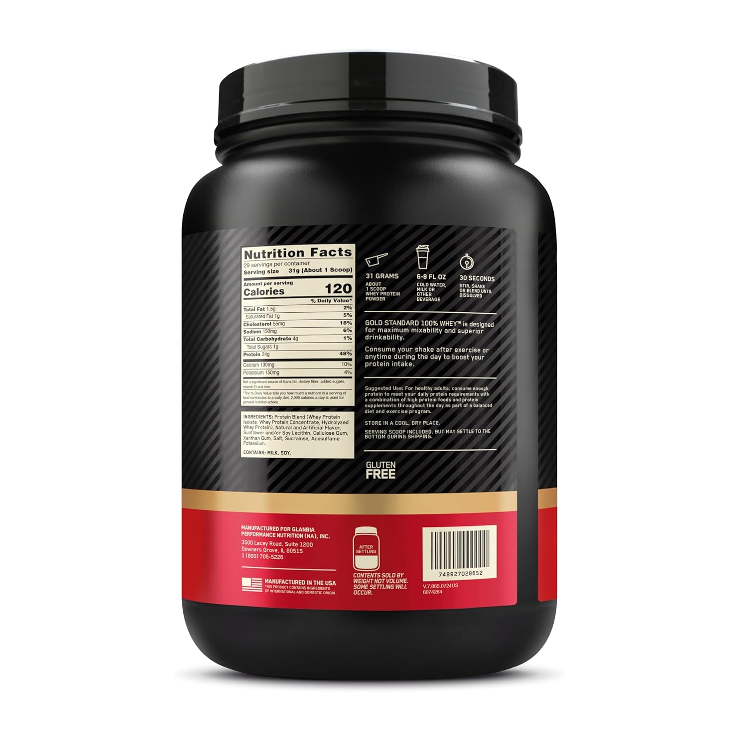 OPTIMUM NUTRITION GOLD WHEY PROTEIN VANILLA 2LBS