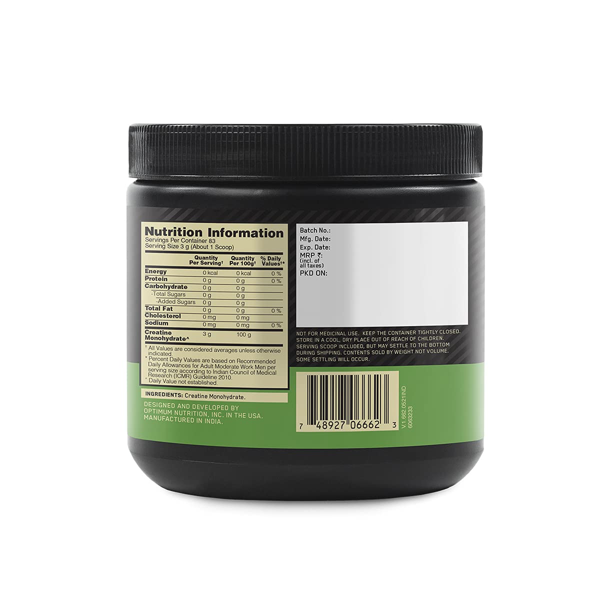 OPTIMUM NUTRITION MONOHYDRATE CREATINE 250GM