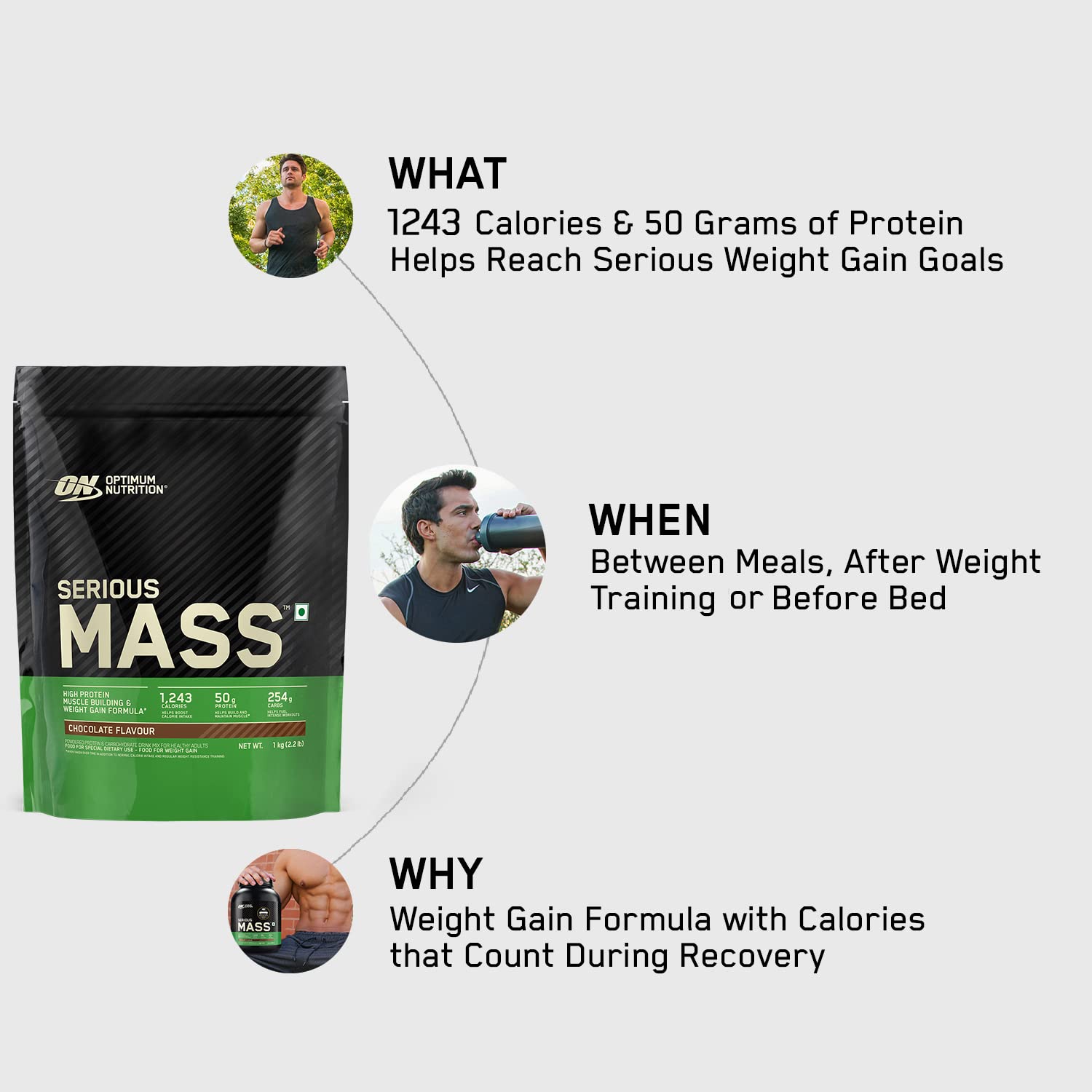 OPTIMUM NUTRITION SERIOUS MASS WEIGHT GAINER CHOCOLATE 1KG