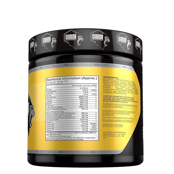 GIBBON NUTRITION LEVEL 10 PRE-WORKOUT COLA 250GM