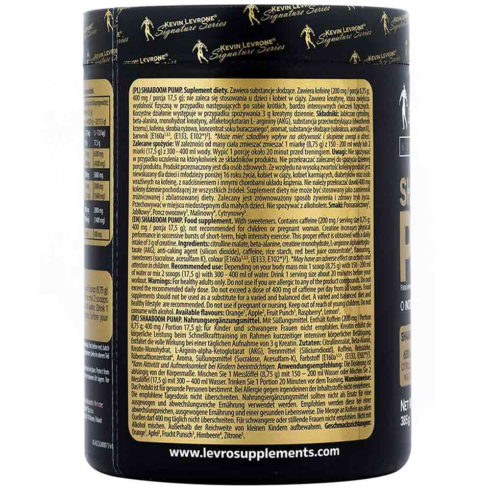 KEVIN LEVRONE SHAABOOM PUMP PRE-WORKOUT GOLD GRAPE 385GM