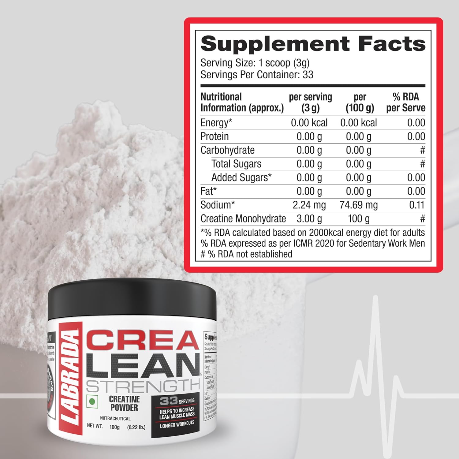 LABRADA CREALEAN STRENGTH CREATINE POWDER 100GM