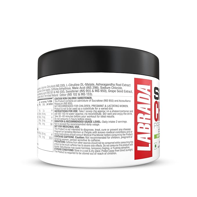 LABRADA SUPERCHARGE PRE-WORKOUT GREEN APPLE 150GM