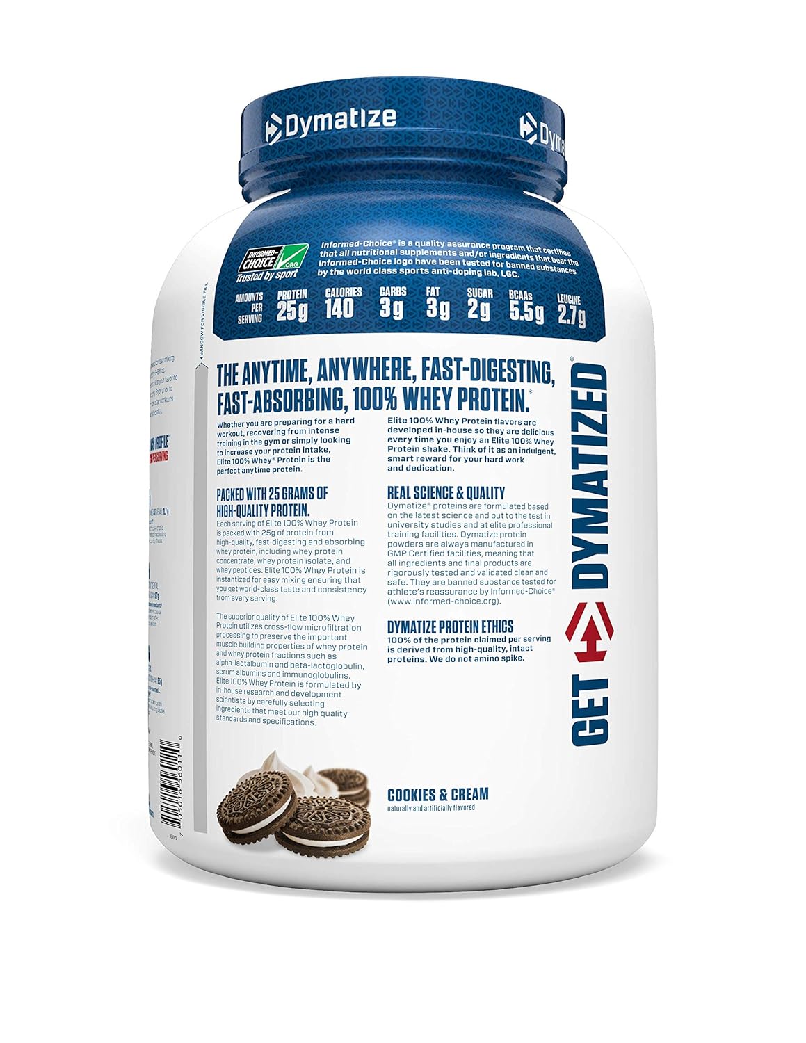 DYMATIZE NUTRITION ELITE WHEY PROTEIN COOKIES AND CREAM 5LBS