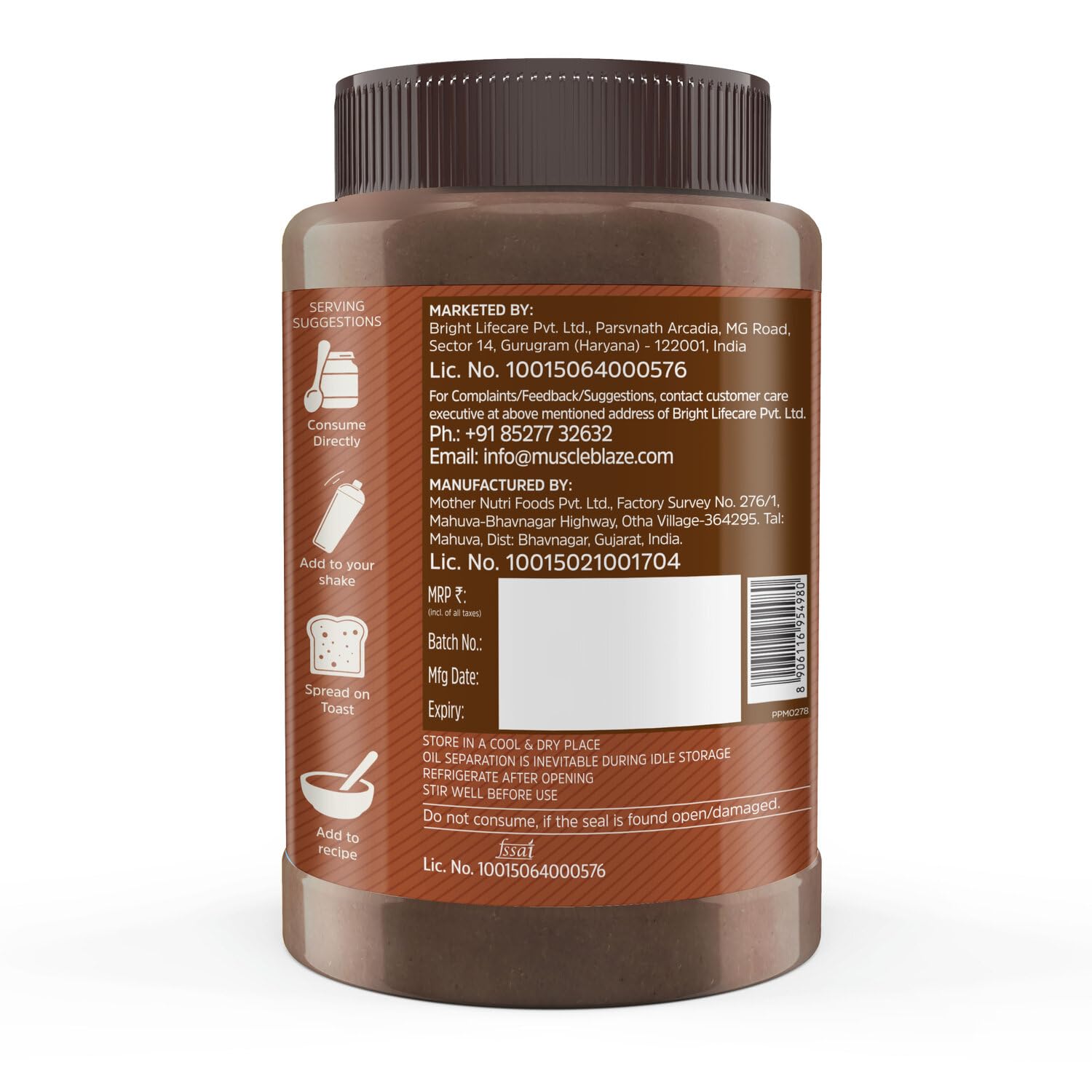 MUSCLEBLAZE CHOCOLATE PEANUT BUTTER CREAMY 1KG