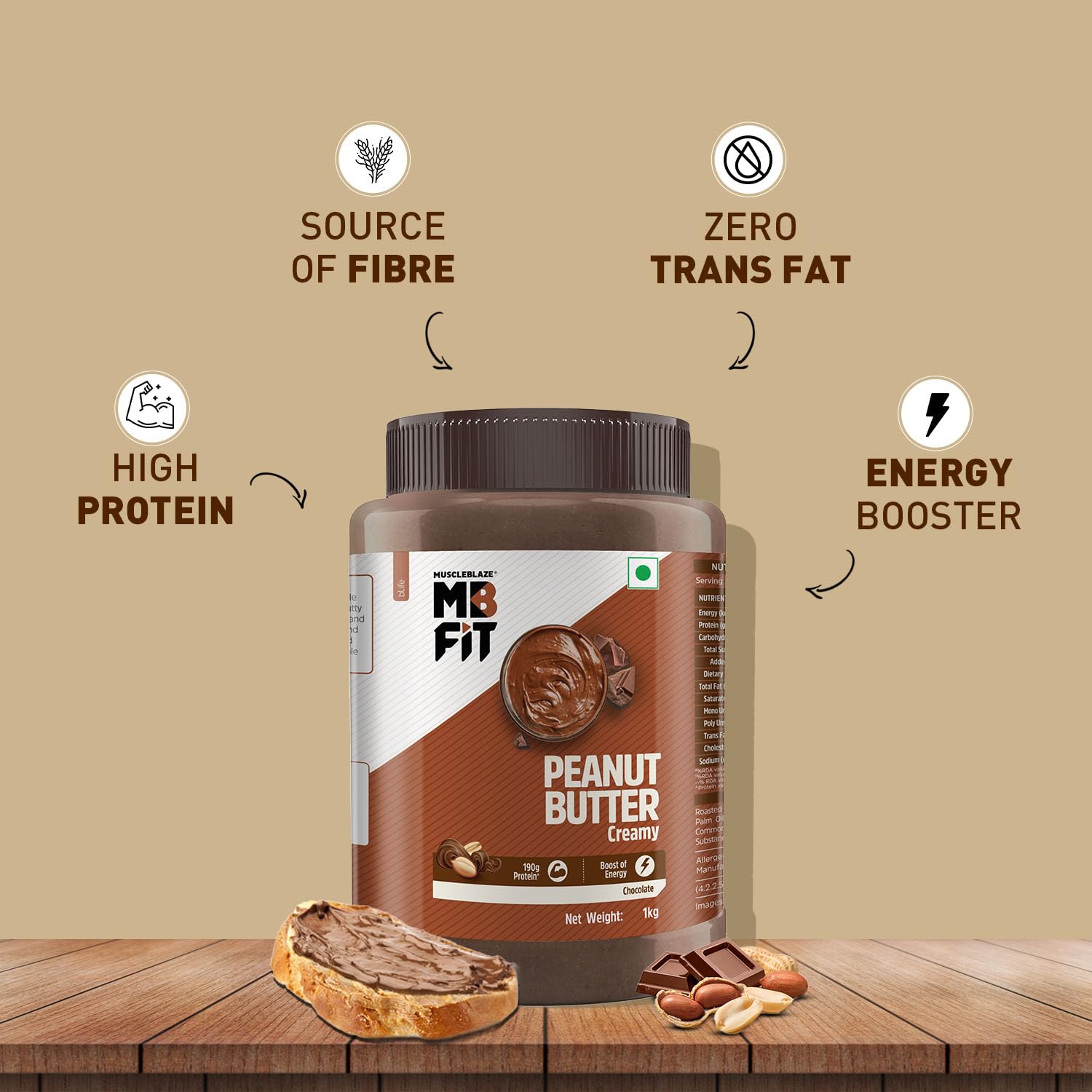 MUSCLEBLAZE CHOCOLATE PEANUT BUTTER CREAMY 1KG