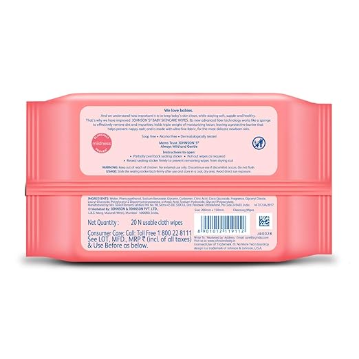 JOHNSONS BABY WIPES 20PCS