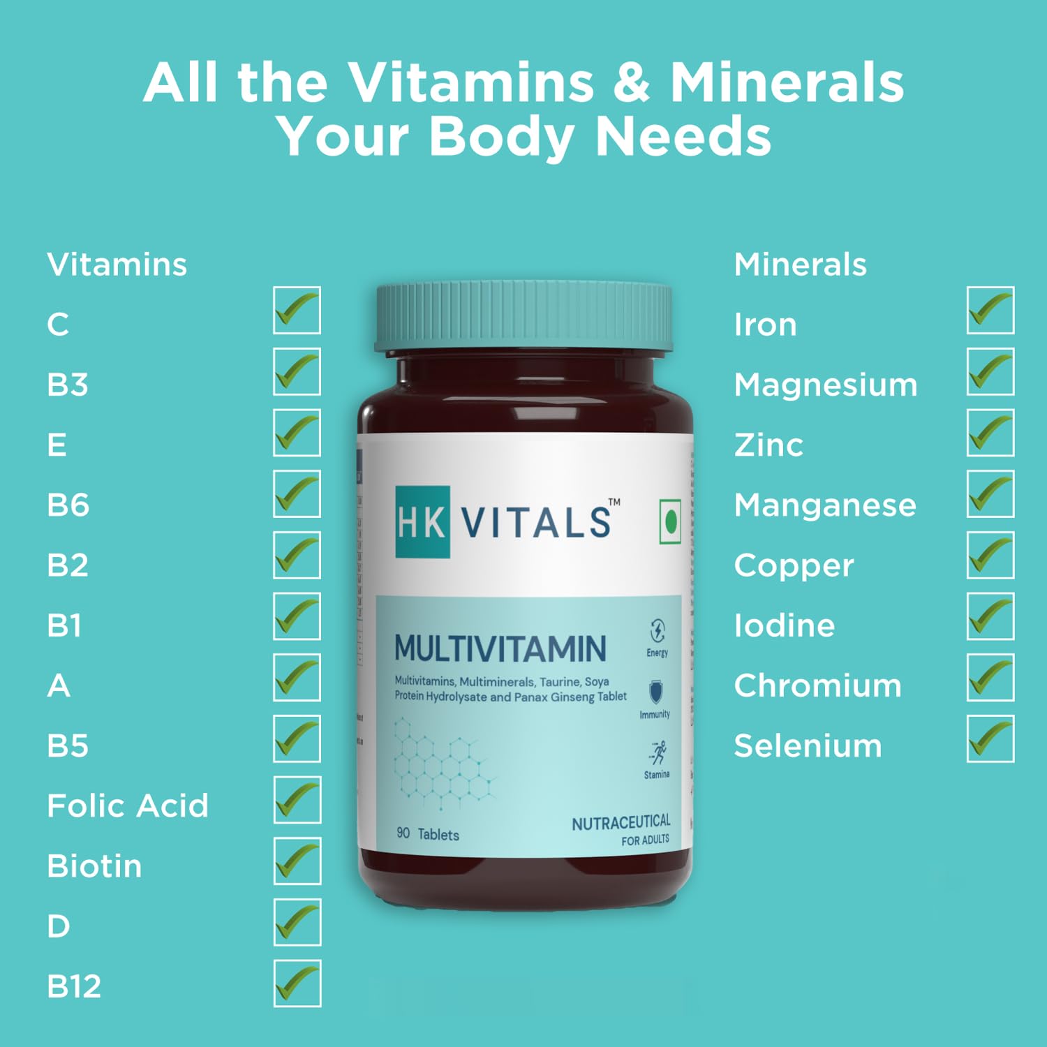 HEALTHKART MULTIVITAMINS UNFLAVORED 90 TABLETS