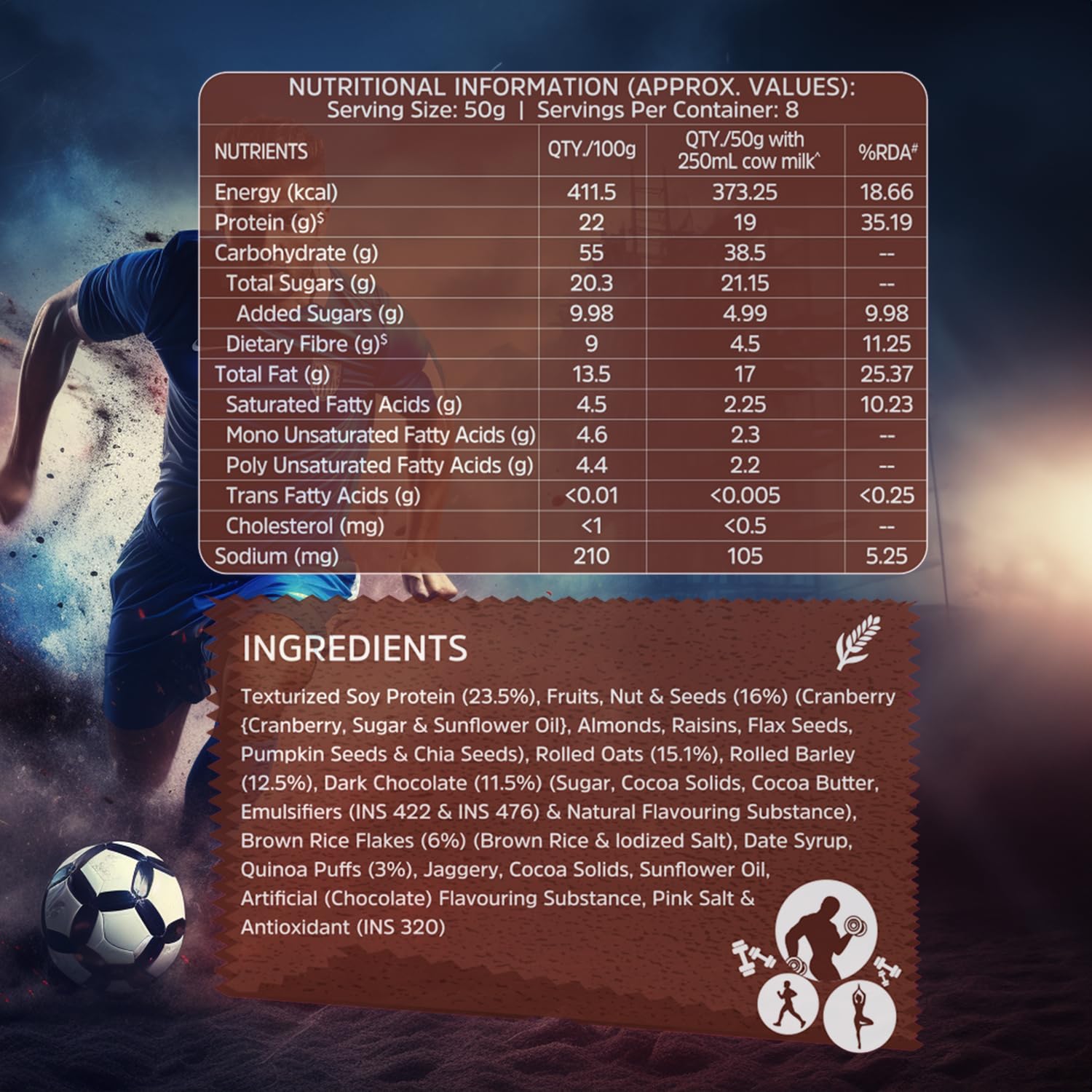 MUSCLEBLAZE HIGH PROTEIN MUESLI DARK CHOCOLATE & CRANBERRY 0.4KG