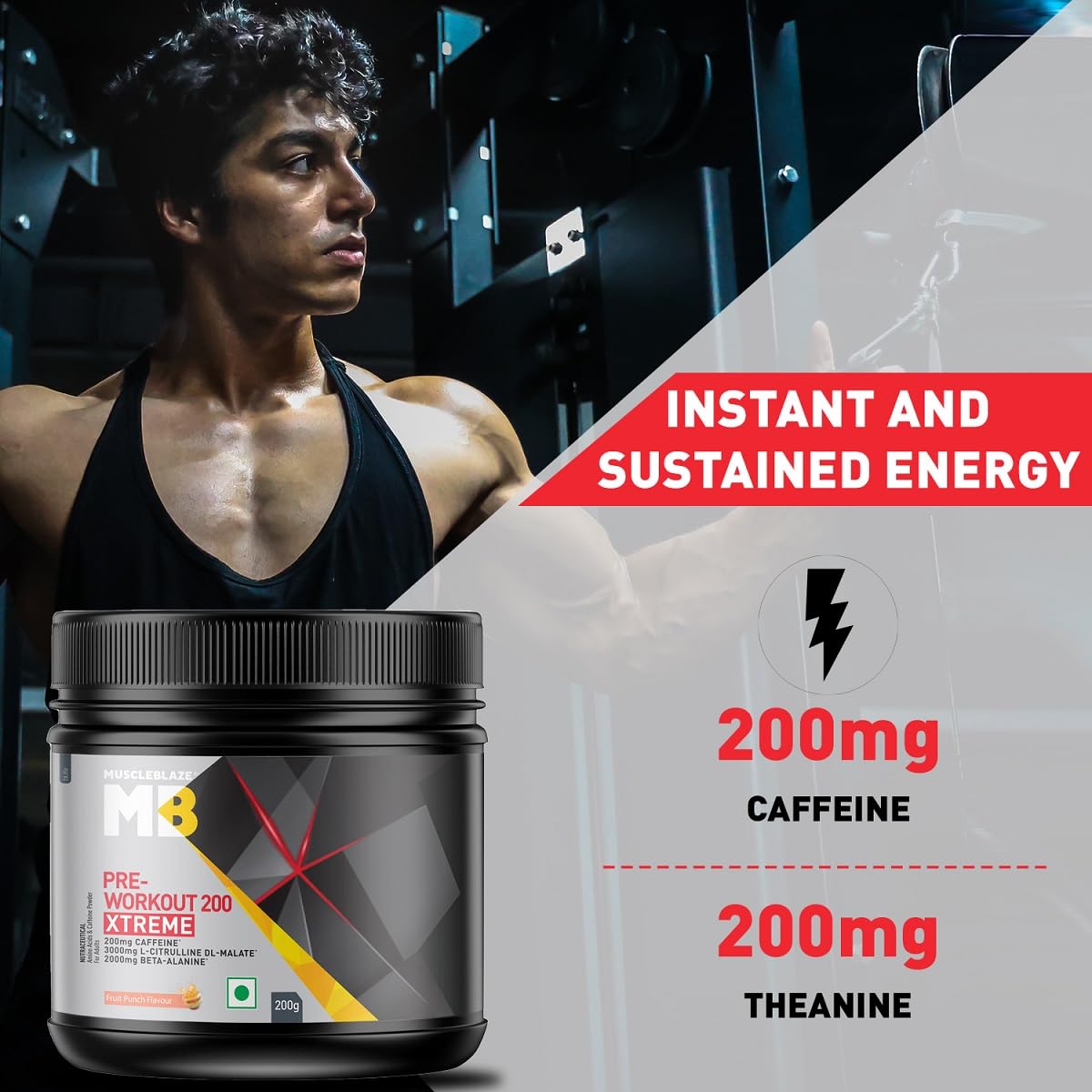 MUSCLEBLAZE PRE-WORKOUT 200 XTREME FRUIT PUNCH 0.44LB