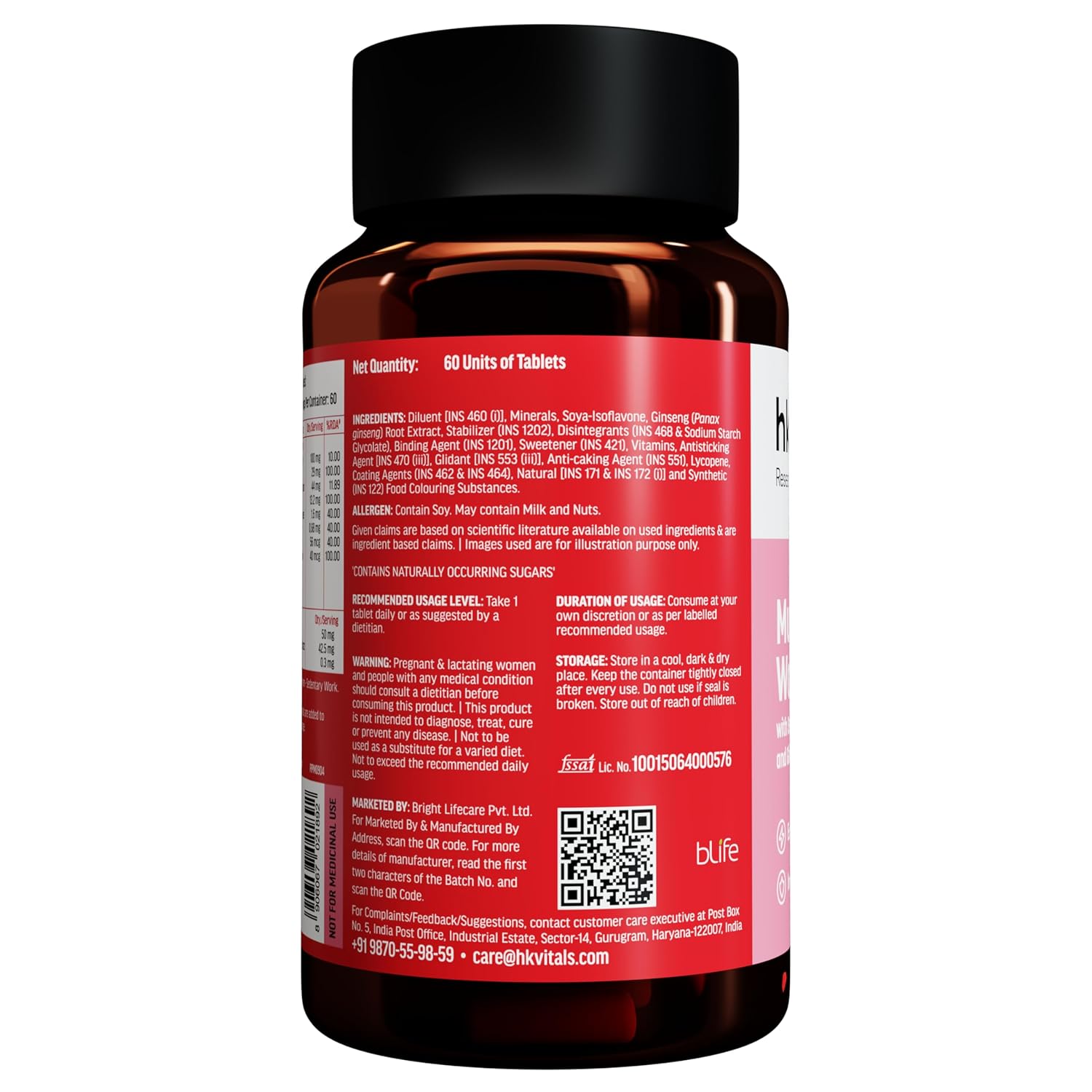 HEALTHKART HK VITALS MULTIVITAMIN WOMEN WITH SOYA-ISOFLAVONE LYCOPENE&GINSENG UNFLAVORED 60 TABLETS