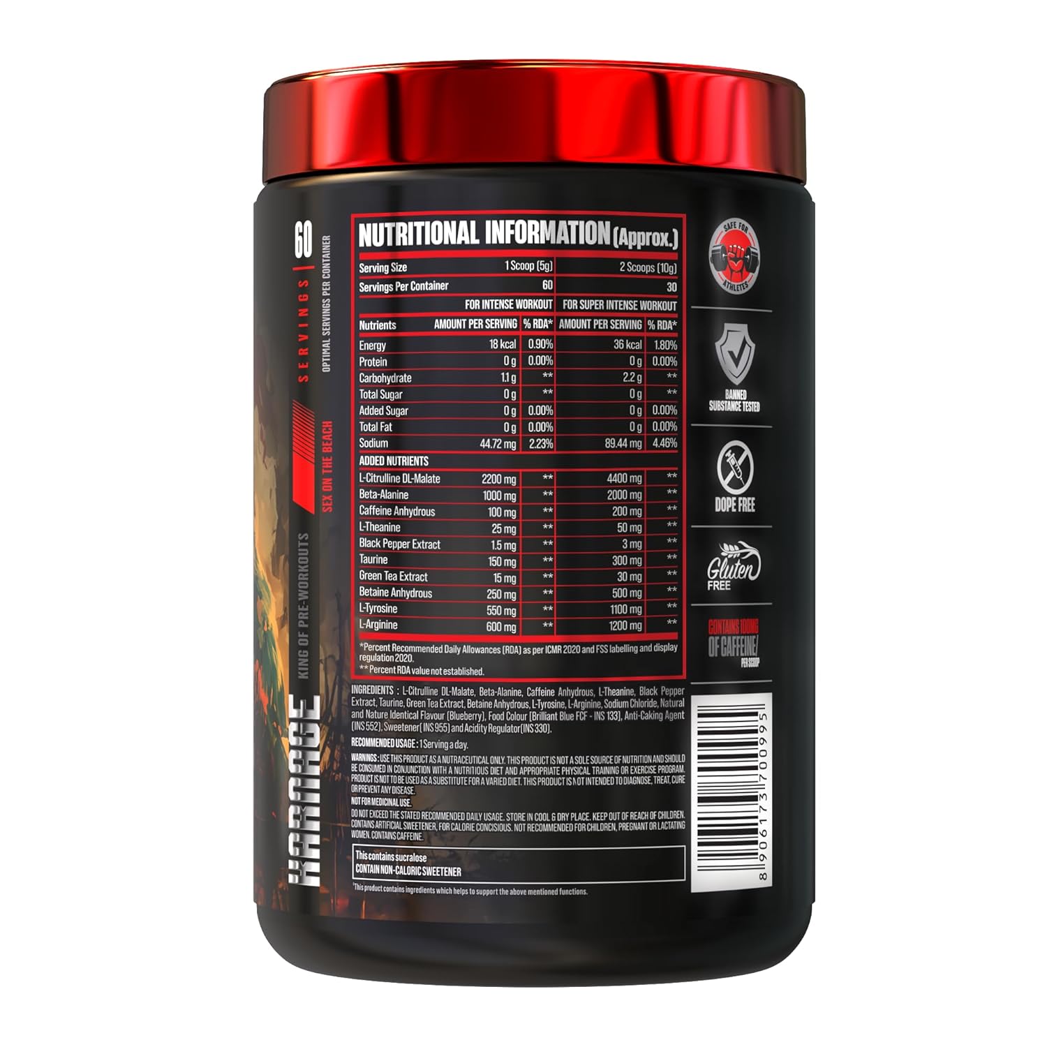 BIG MUSCLES KARNAGE PRE-WORKOUT WATERMELON 60 SERVINGS