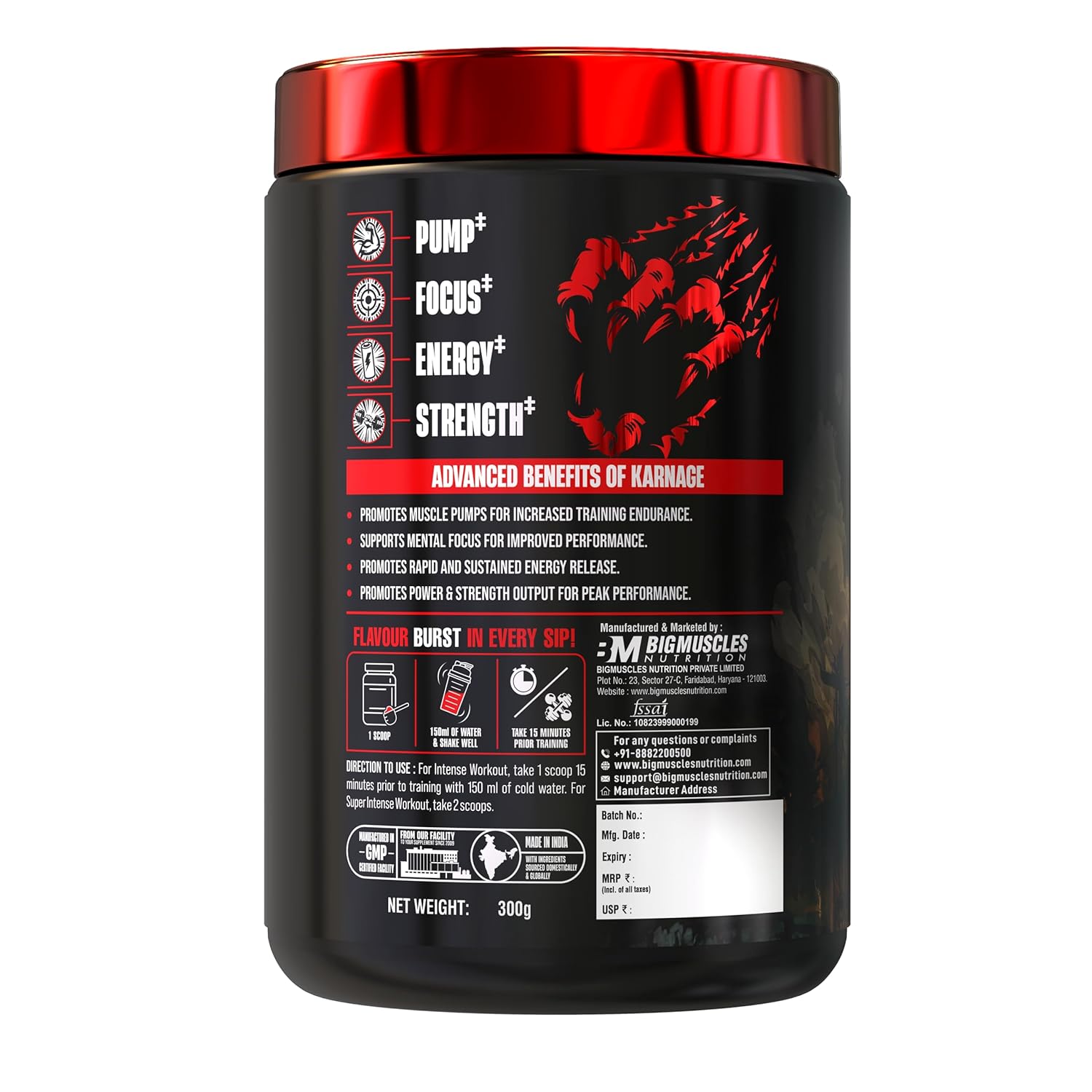 BIG MUSCLES KARNAGE PRE-WORKOUT WATERMELON 60 SERVINGS