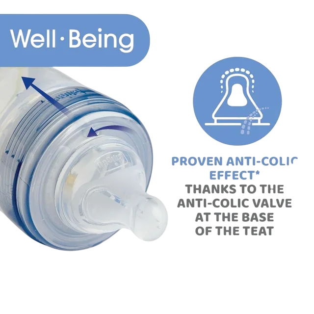 CHICCO BOTTEL WB SIL PHY BLUE 150ML