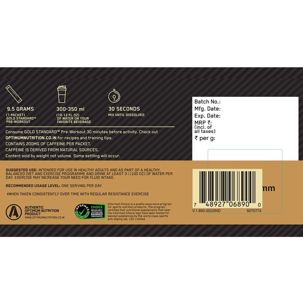 OPTIMUM NUTRITION GOLD STANDARD GS PRE-WORKOUT FRUIT PUNCH PACK OF 15