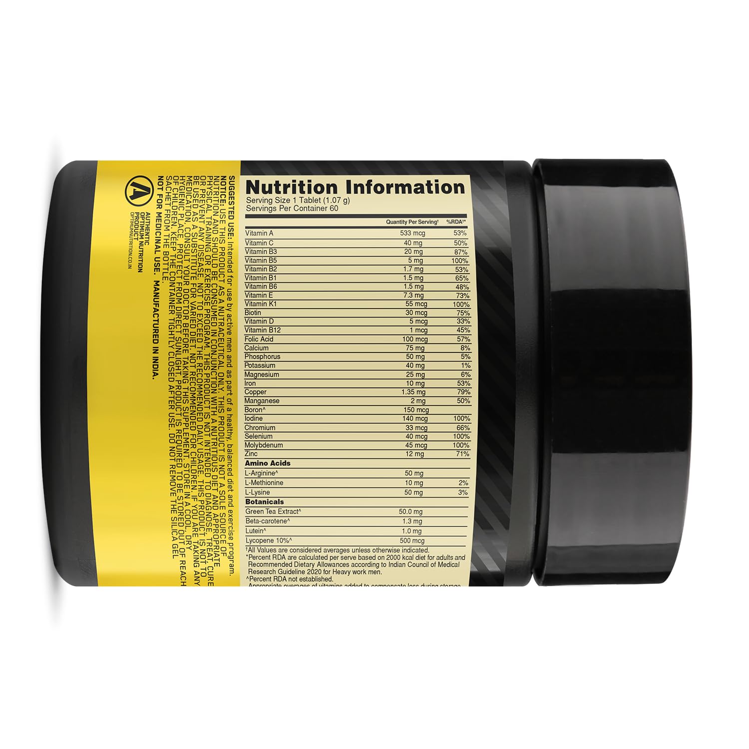 OPTIMUM NUTRITION MULTIVITAMIN FOR MEN 60 TABLETS
