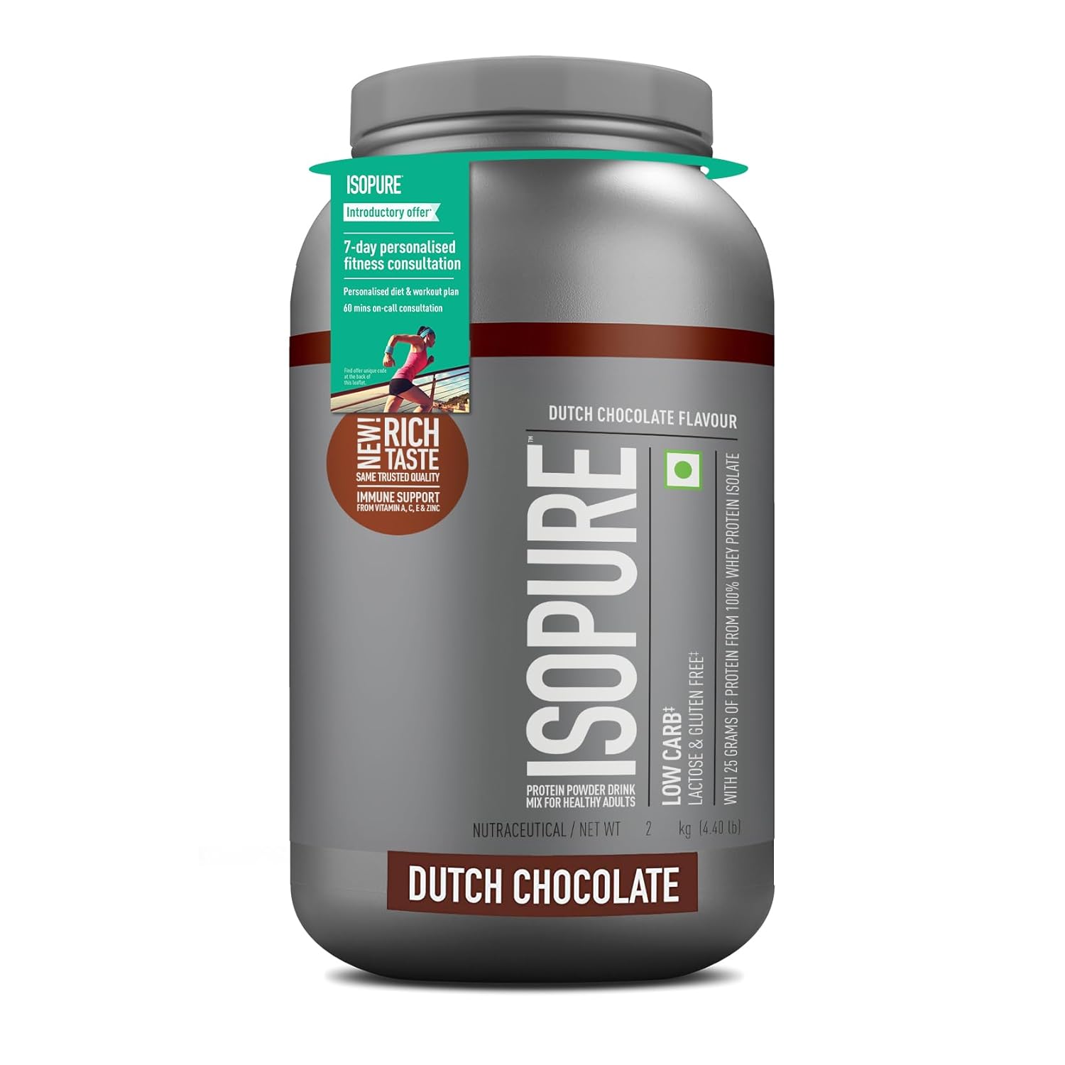 ISOPURE WHEY PROTEIN ISOLATE POWDER WITH VITAMINS DUTCH CHOCOLATE 2KG