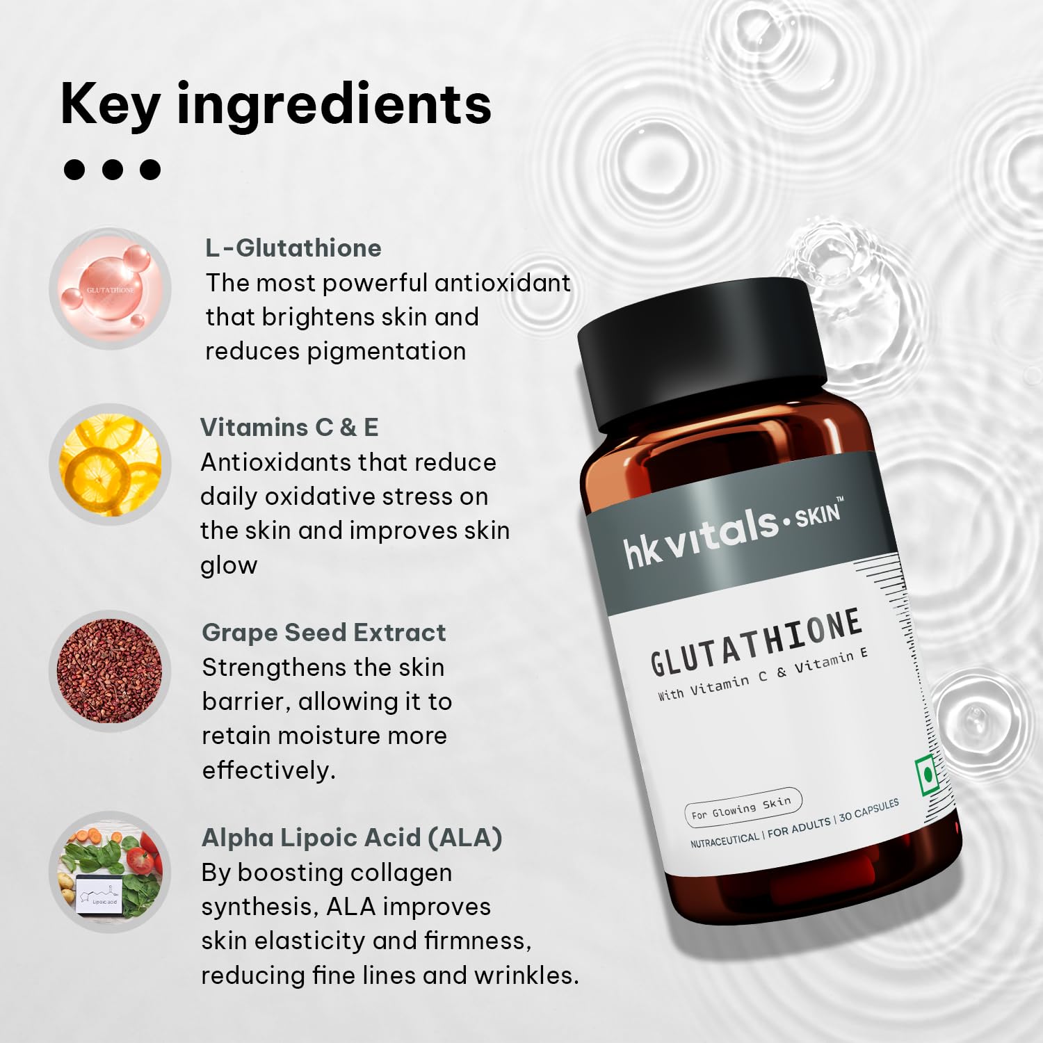 HEALTHKART HK VITALS GLUTATHIONE WITH VITAMIN C&E 30 CAPSULES
