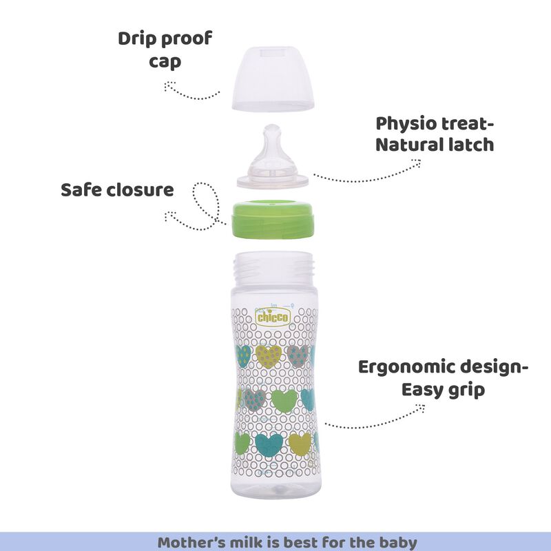 CHICCO BOTTEL WB SIL PHY GREEN 250ML