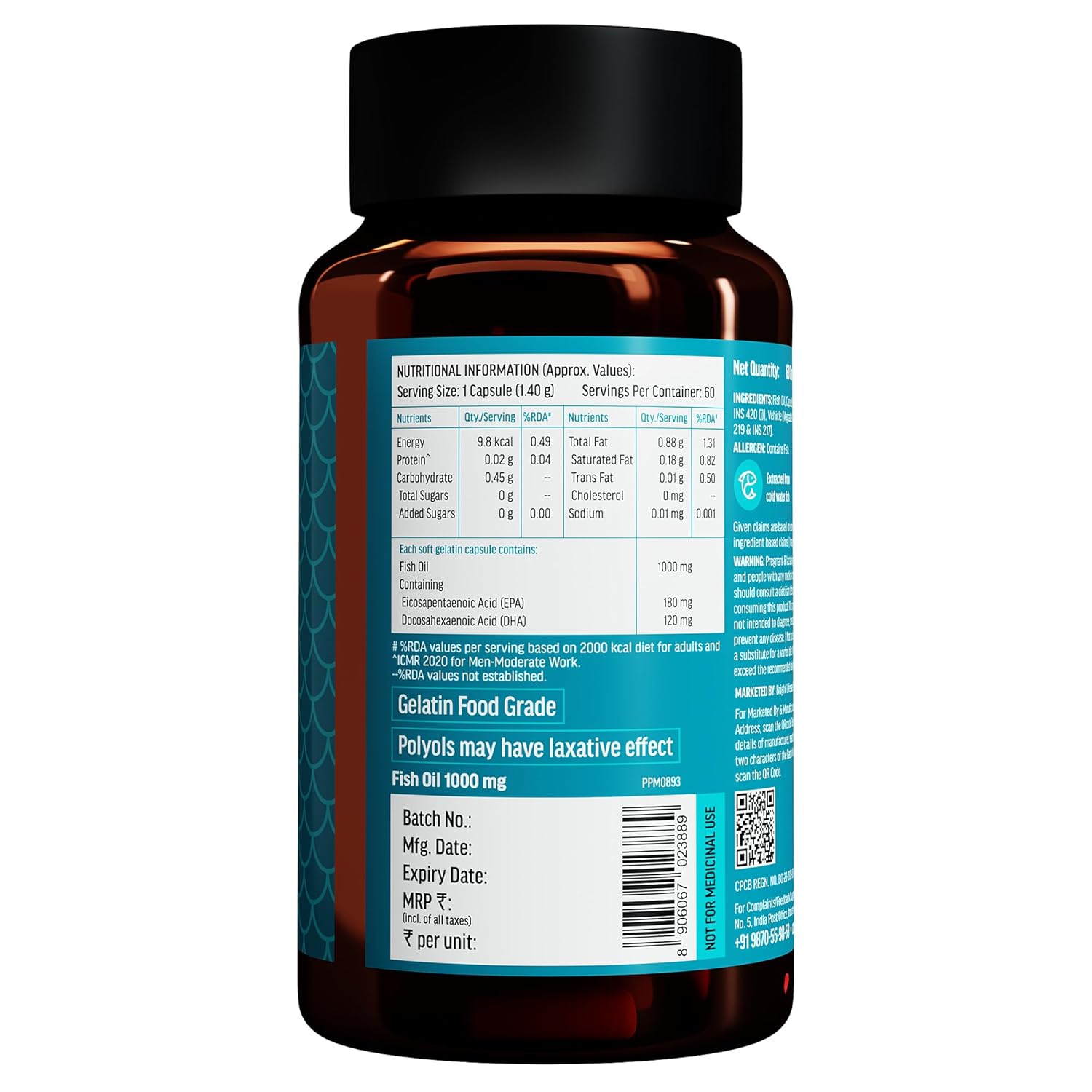 HEALTHKART FISH OIL 1000MG WITH 180MG EPA AND 120MG DHA 90 CAPSULES