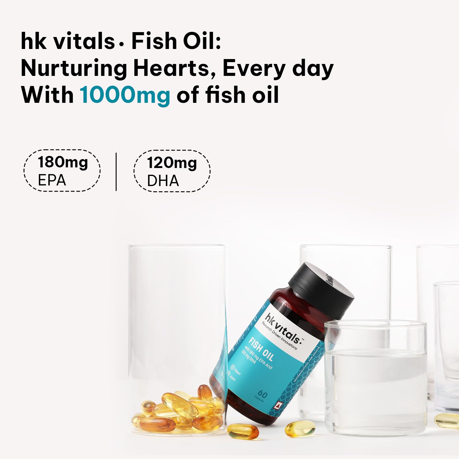 HEALTHKART FISH OIL 1000MG WITH 180MG EPA AND 120MG DHA 90 CAPSULES