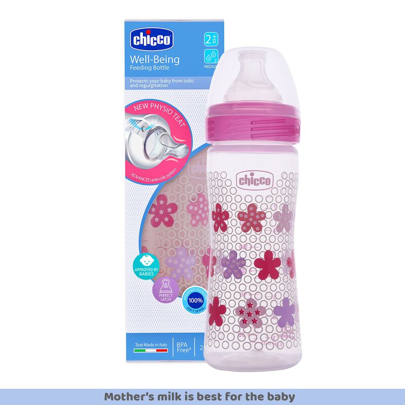 CHICCO BOTTEL WB SIL PHY PINK 250ML