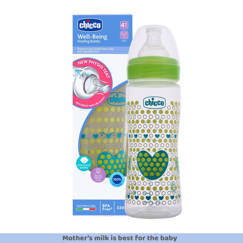 CHICCO BOTTEL WB SIL PHY GREEN 330ML