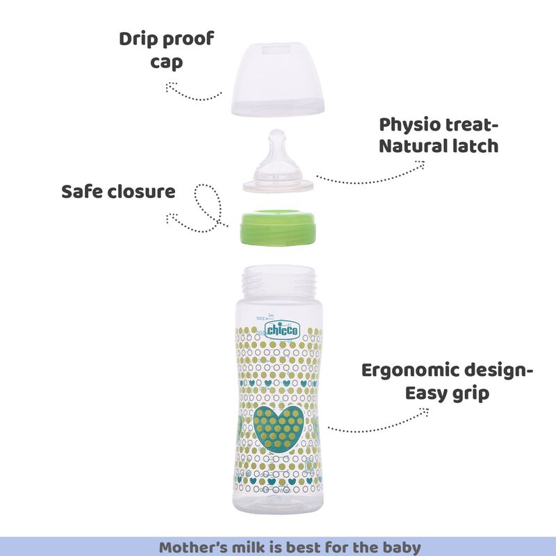 CHICCO BOTTEL WB SIL PHY GREEN 330ML