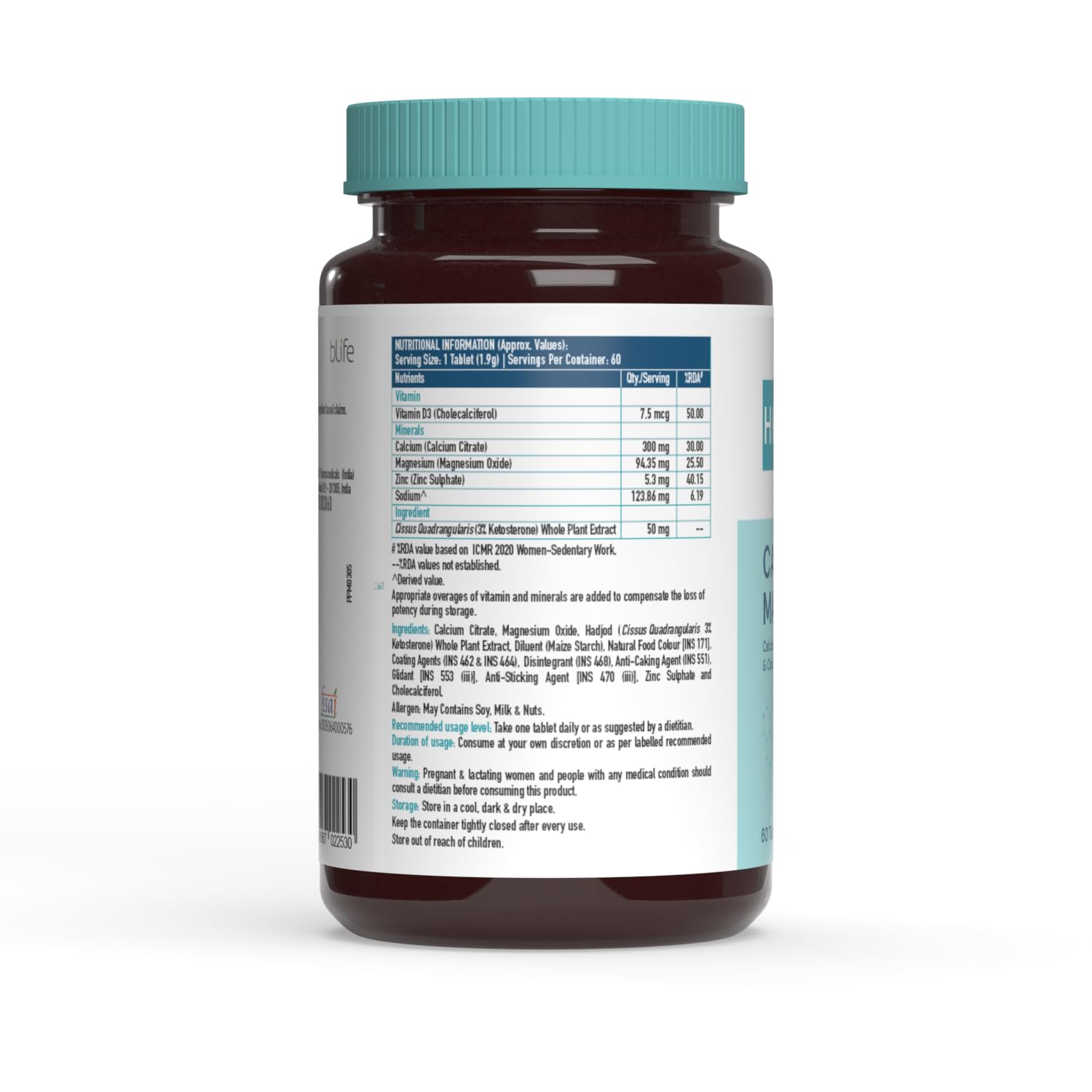 HEALTHKART HK VITALS CALCIUM WITH MAG ZINC & VITAMIN D3 UNFLAVORED 60 TABLETS