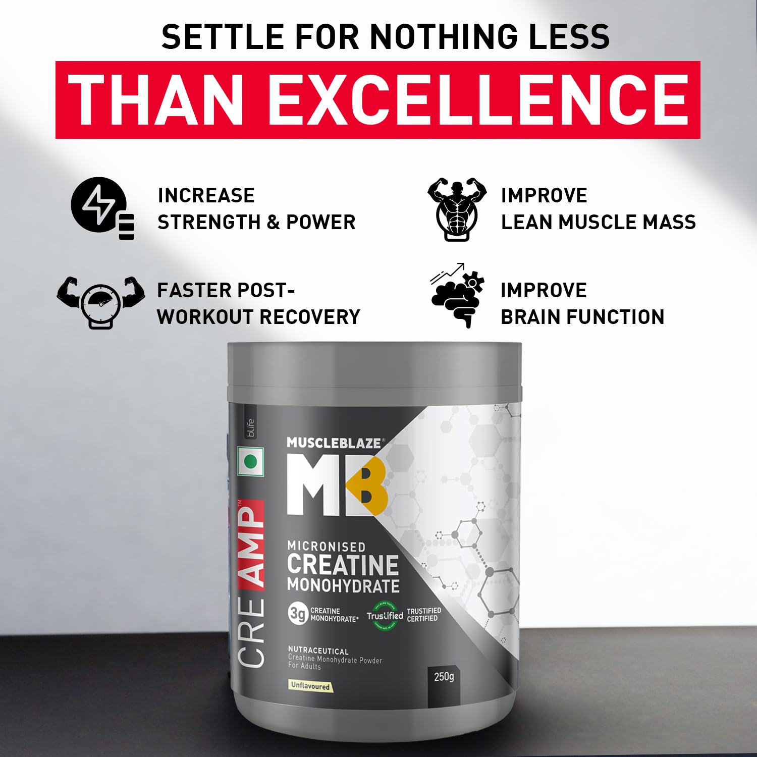 MUSCLEBLAZE CREATINE MONOHYDRATE CREAMP UNFLAVORED NEW 0.55LB