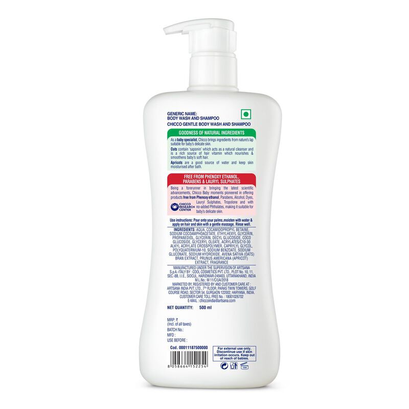 CHICCO GENTLE BODY WASH & SHAMPOO 500ML