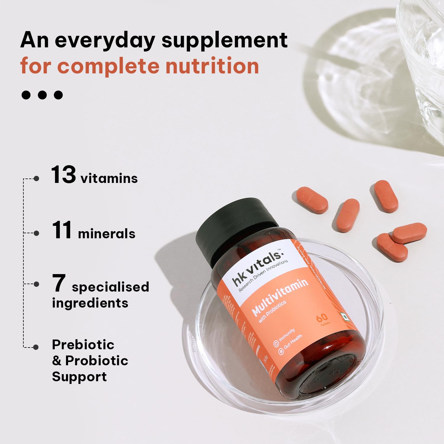 HEALTHKART HK VITALS MULTIVITAMIN WITH PROBIOTICS UNFLAVORED 60 TABLETS