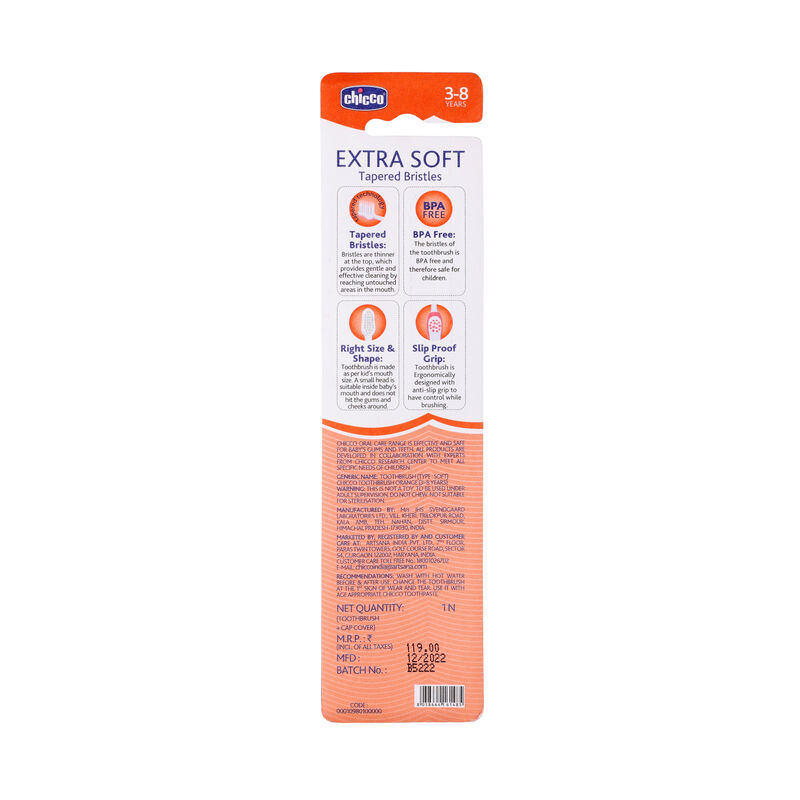 CHICCO TOOTHBRUSH ORANGE 3Y-8Y