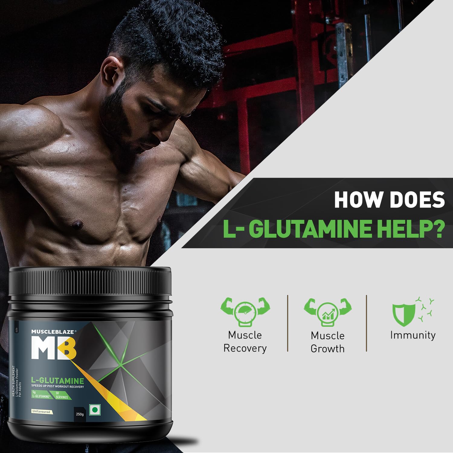 MUSCLEBLAZE MICRONIZED GLUTAMINE UNFLAVOURED 0.55LB