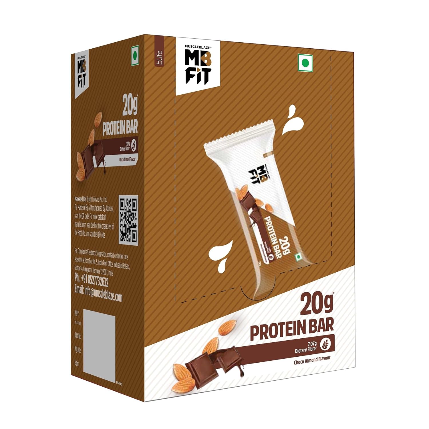 MUSCLEBLAZE PROTEIN BAR ( 20GM PROTEIN ) CHOCO ALMOND 6 BARS