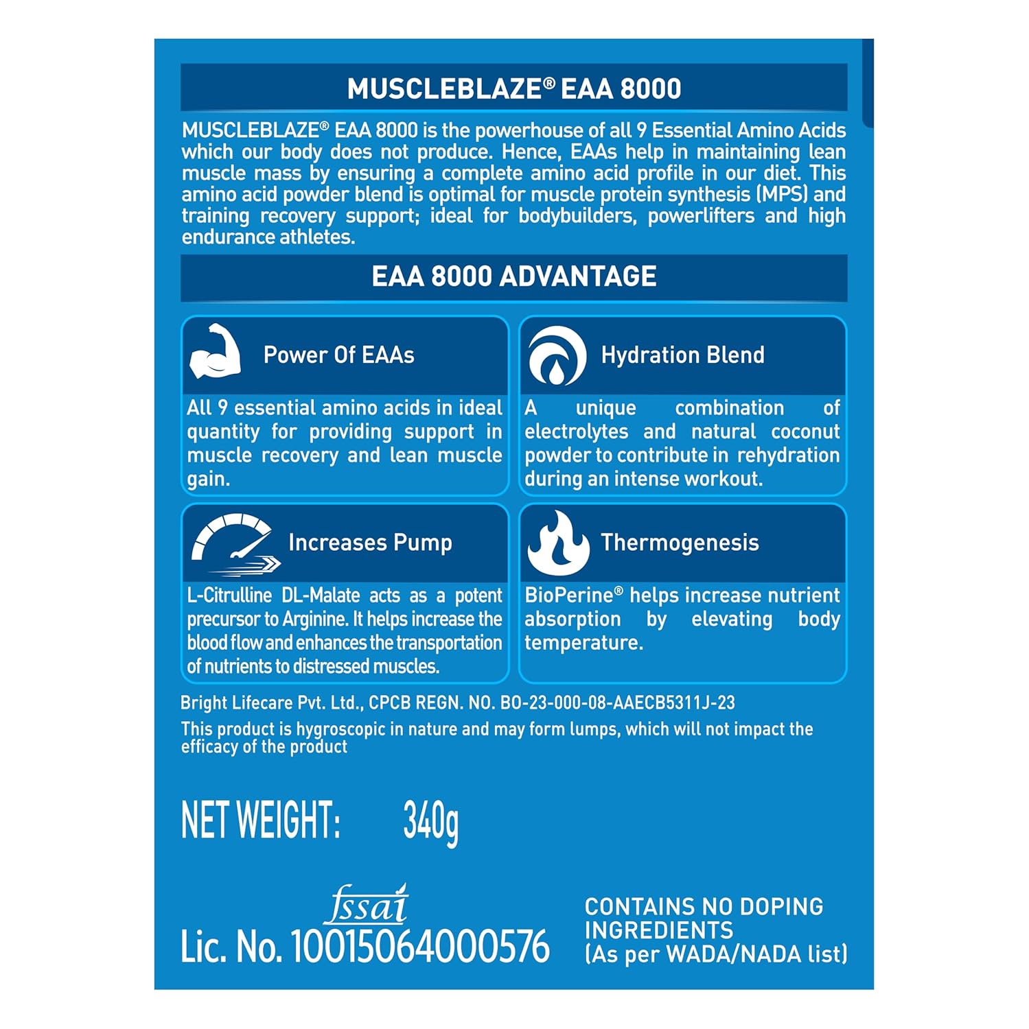 MUSCLEBLAZE EAA 8000 BLUE COLA 0.75LB