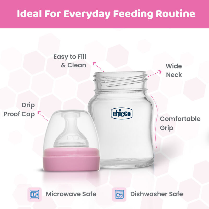 CHICCO WB GLASS PINK 120ML