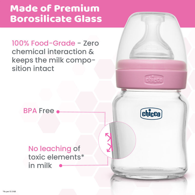 CHICCO WB GLASS PINK 120ML