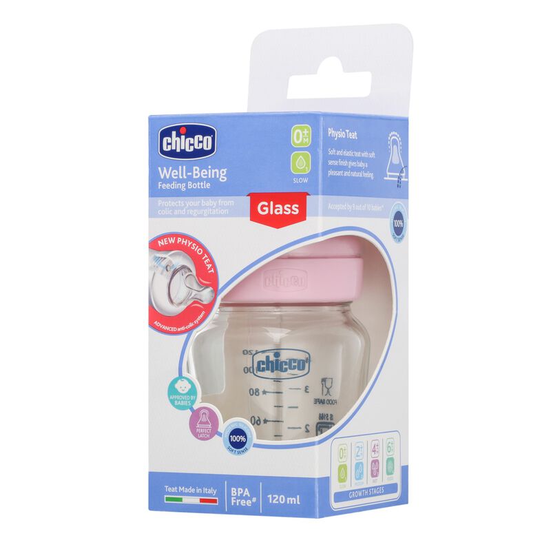 CHICCO WB GLASS PINK 120ML