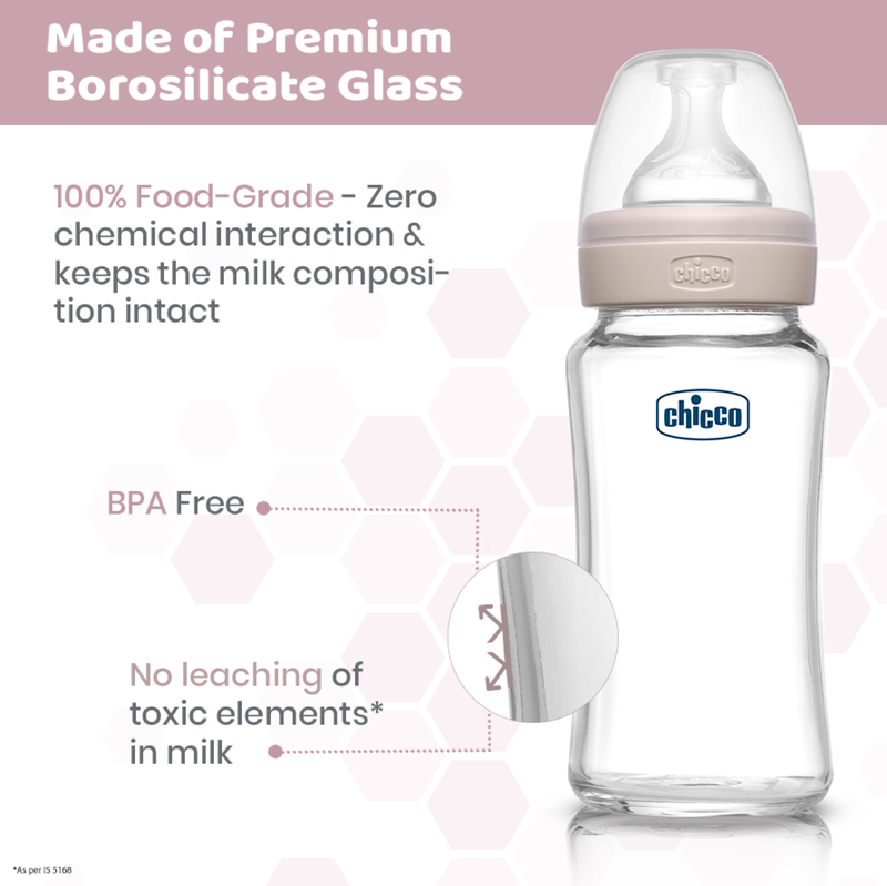CHICCO WB GLASS PINK 240ML