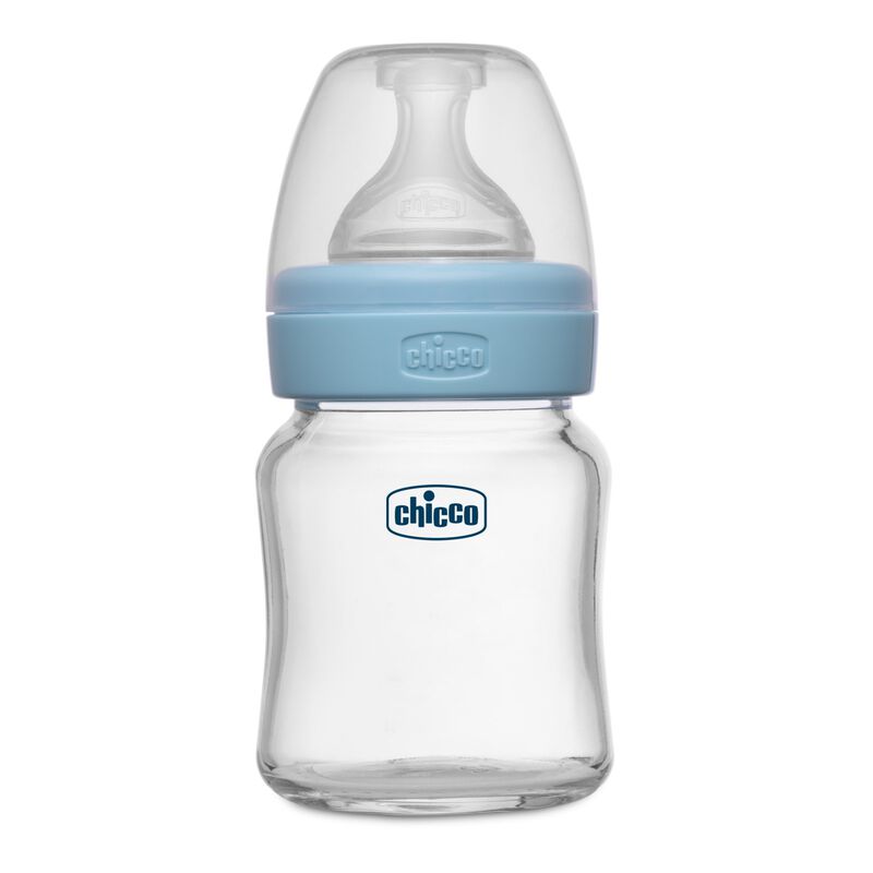 CHICCO WB GLASS BOTTEL BLUE 120ML