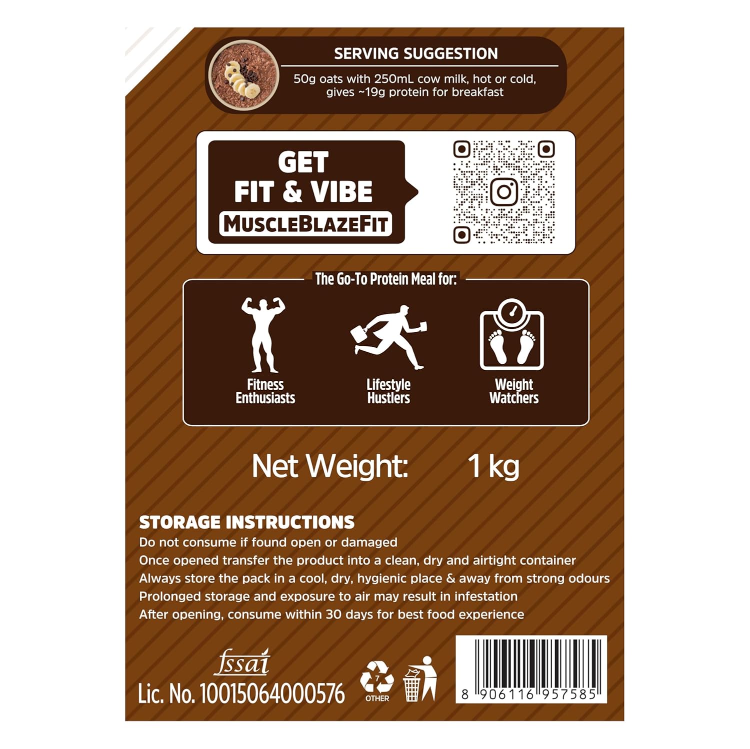 MUSCLEBLAZE HIGH PROTEIN OATS 1KG DARK CHOCOLATE
